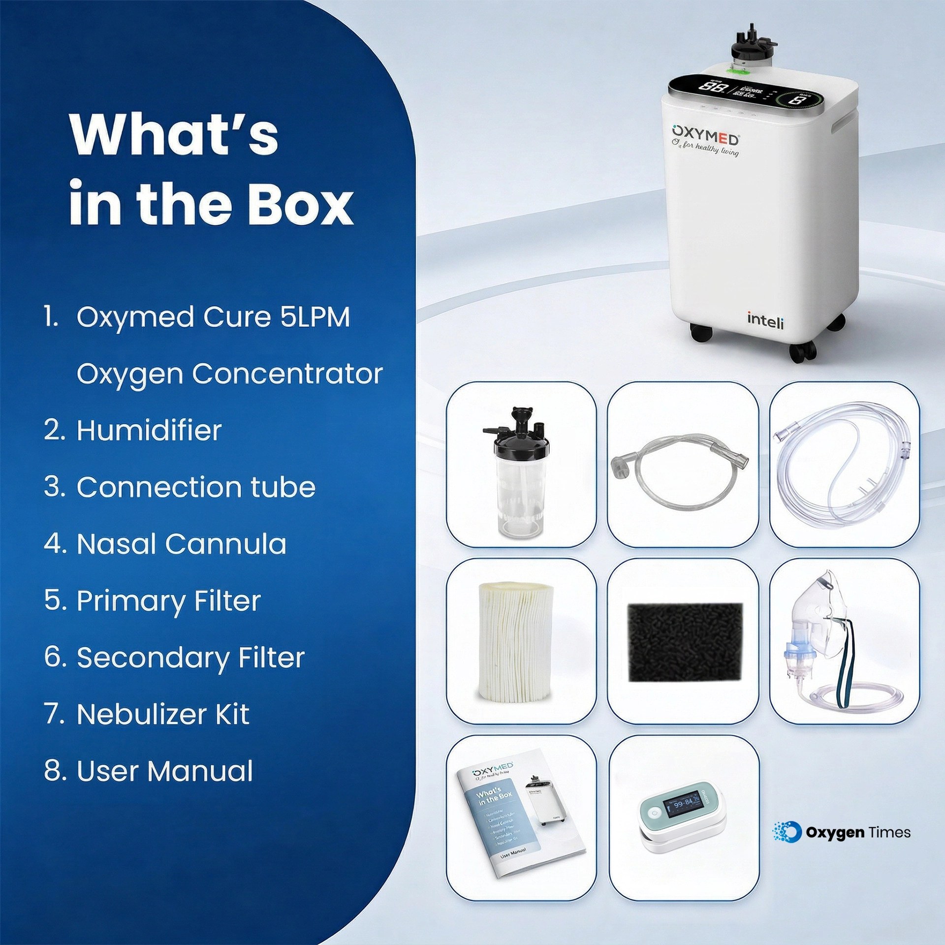 OxyMed Inteli 5 LPM Auto-Flow Oxygen Concentrator view 2