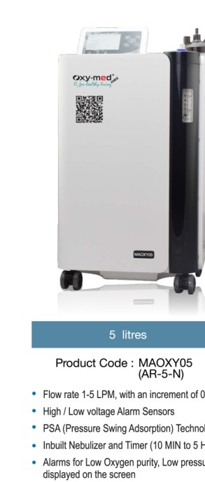 Oxy-med Mini 5 LPM Oxygen Concentrator view 2